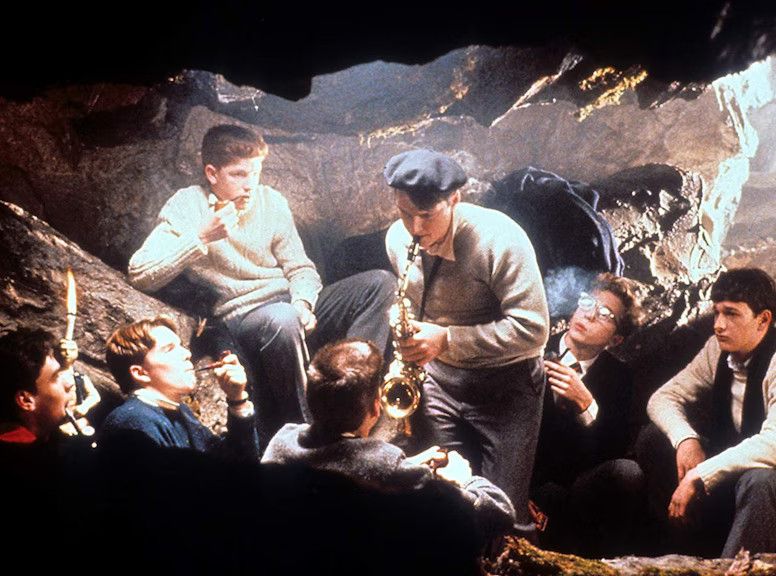  Dead Poets Society movie scene The cave where the boys in the group gather to read and talk freely, in violation of the rules of the college. - Here